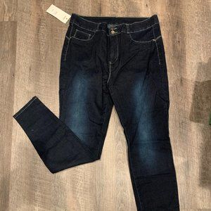 Dark Blue Denim Stretch Slim Leg Jeans Sz 14-16